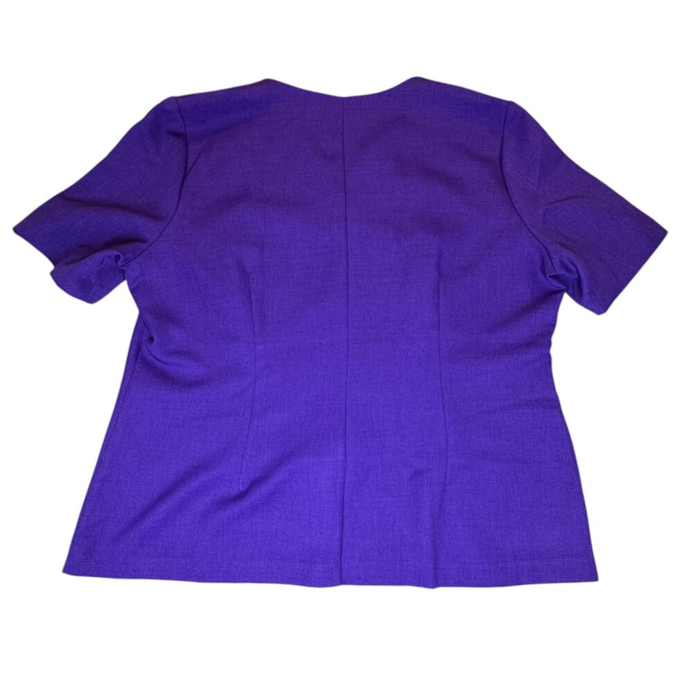 Vintage Karis Korner Blazer Womens 18W Purple Short Sleeve V Neck Button up Top - Picture 2 of 10